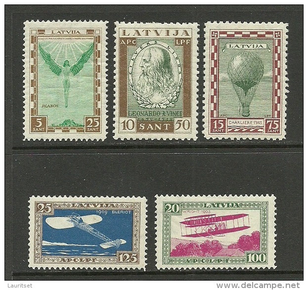 LETTLAND Latvia 1932 Michel 210 - 214 A * Leonardo Da Vinci Zeppelin Etc - Lettland