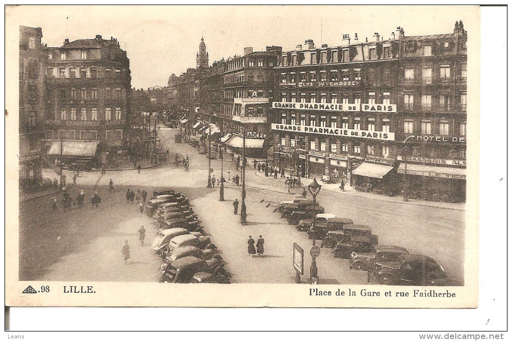 LILLE   Place De La Gare Et Rue Faidherbe ,  Grande Pharmacie De Paris - Lille