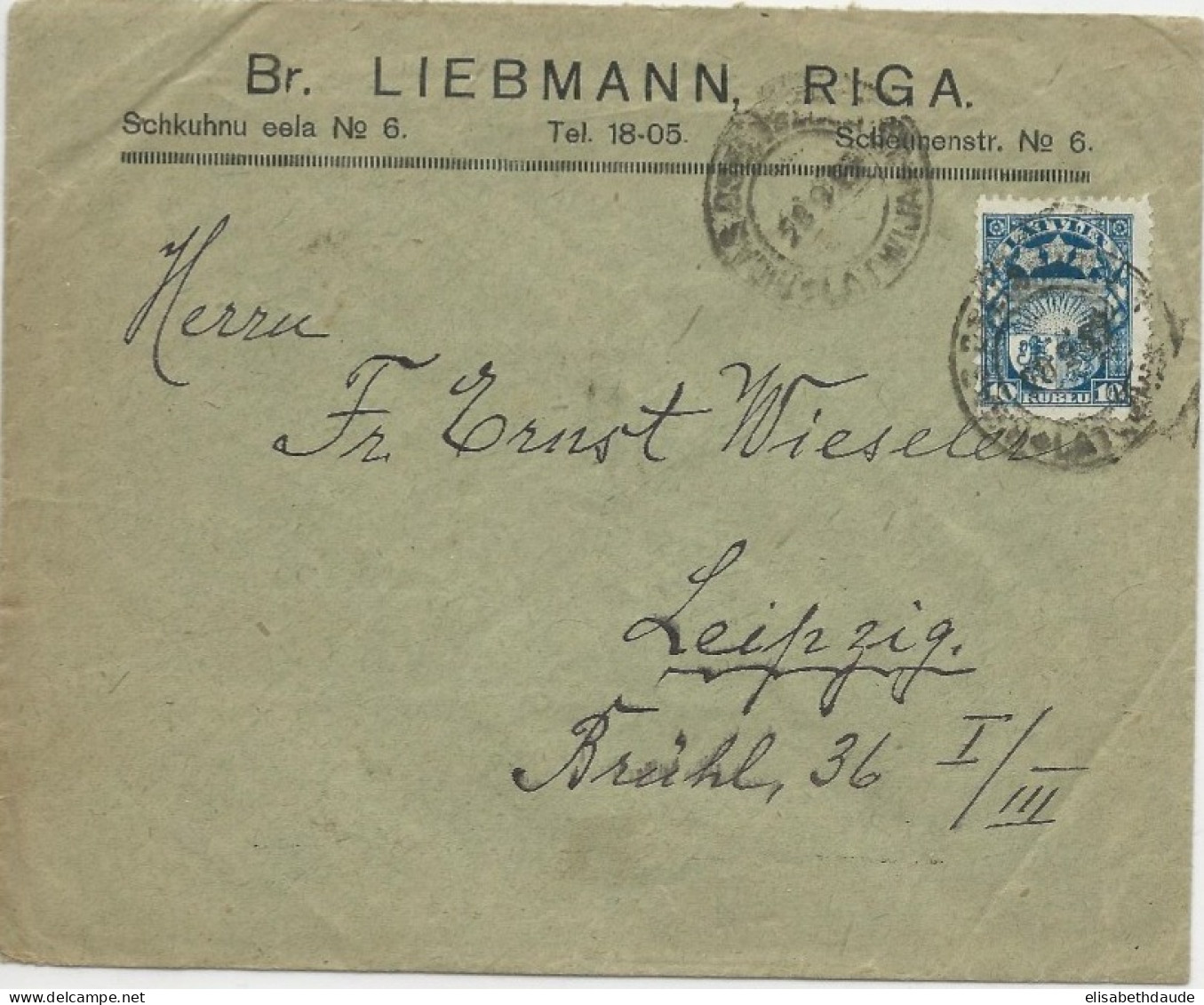 LETTONIE - 1932 - ENVELOPPE COMMERCIALE De RIGA Pour LEIPZIG - Lettland