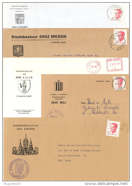 Un Lot De 5 Enveloppes Et Marques Postales Concernant Les Blasons - Covers