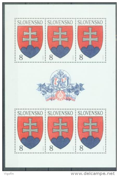 SK 1993-1623 ARMS, SLOVAKIA, MS, MNH - Blocks & Kleinbögen