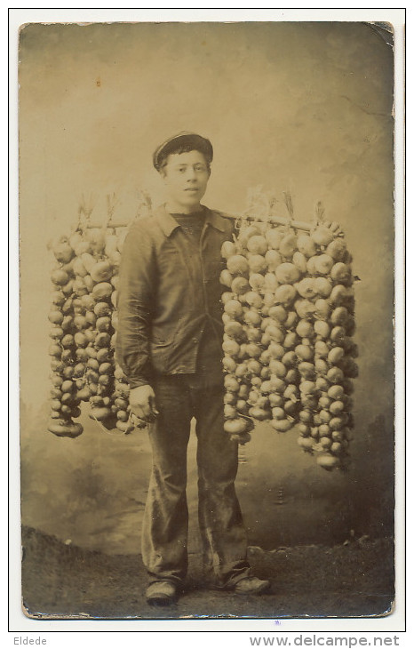 Real Photo Torquay Onions Vendor To Roscoff Finistere France Marchand Oignons - Torquay