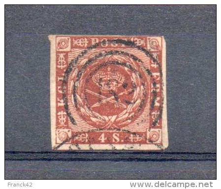 Danemark. 4 S Marron. Fond Lignes Ondulées - Used Stamps