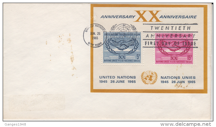 United Nations  1965  International Co-operation Year Miniature Sheet  Plain FDC #  85336 - UNO