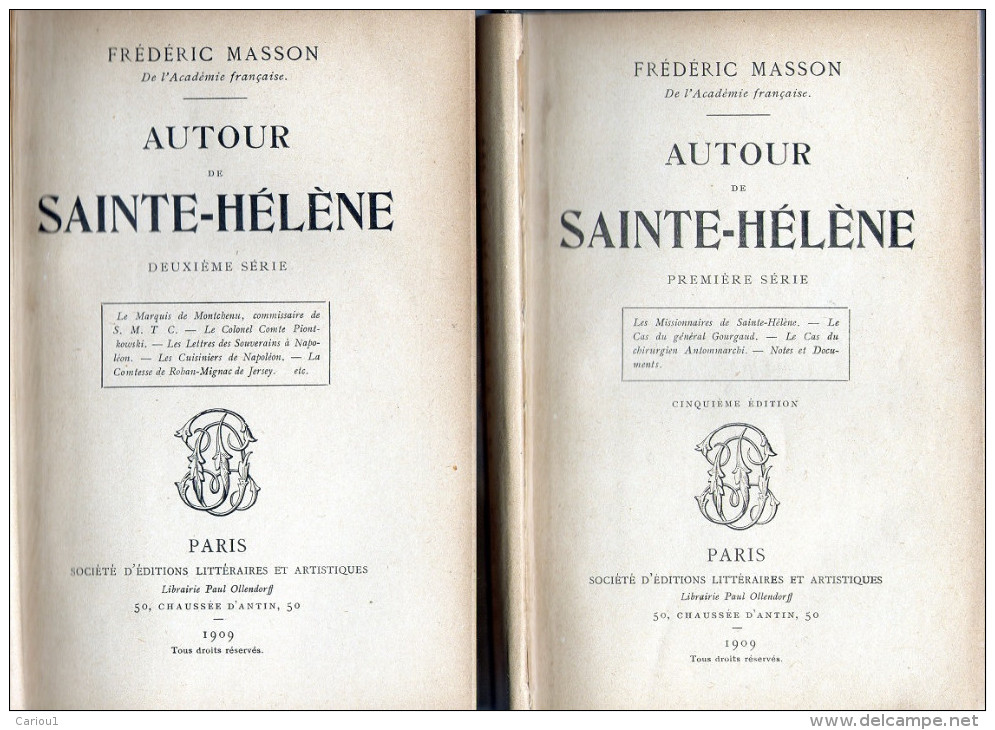 C1 NAPOLEON Masson AUTOUR DE SAINTE HELENE Complet En 2 Tomes RELIE 1909 - Français