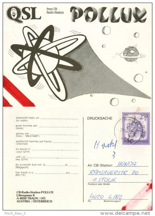 QSL-Karte 4050 Traun CB-Station POLLUX Liliengasse Planet Planeten 1979 Austria Österreich Autriche Card Carte Cartolina - Sonstige & Ohne Zuordnung