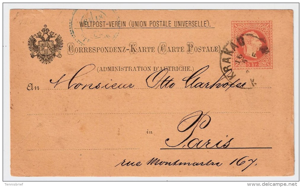 Österreich, 1882, 1 Ausl. GSK,  5 Kr. " Krakau " ,  #2732 - Cartes Postales