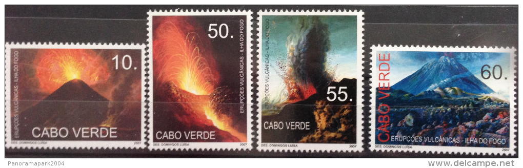 Cabo Verde 2007 - Erupçoes Vulcanicas Da Ilha Do Fogo Vulkan Volcano Vulcan Volcans 4 Val. MNH - Cape Verde