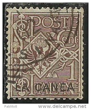 LA CANEA 1905 SOPRASTAMPATO D´ITALIA ITALY OVERPRINTED CENT. 1 C USATO USED OBLITERE´ - La Canea