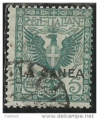 LA CANEA 1905 ITALY OVERPRINTED SOPRASTAMPATO D´ITALIA  5 CENT. USATO USED OBLITERE´ - La Canea