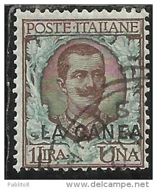 LA CANEA 1905 ITALY OVERPRINTED SOPRASTAMPATO D´ITALIA  LIRE 1 LIRA USATO USED OBLITERE´ - La Canea