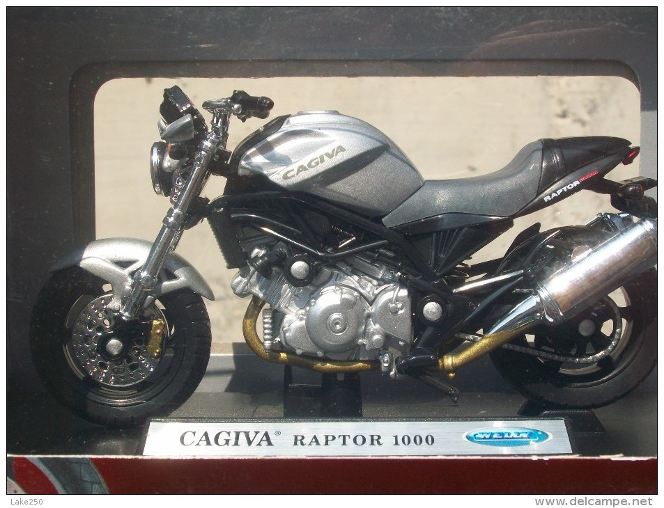 WELLY -  CAGIVA RAPTOR 1000  AVEC SA BOITE RED  Scala 1/18 - Motos