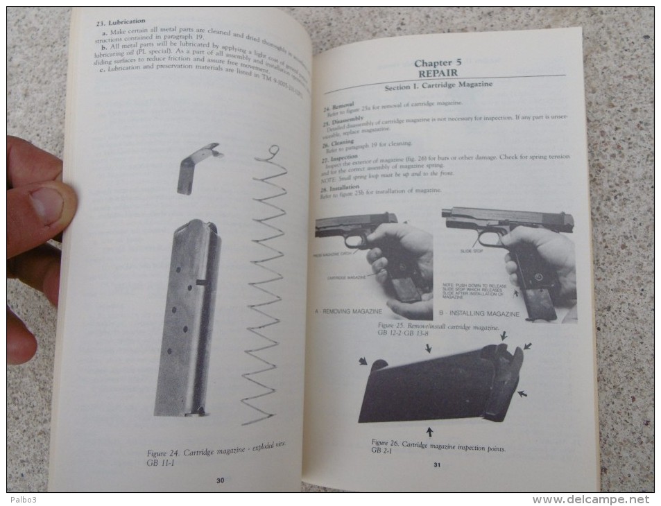 manuel pistolet calibre 45 automatique M1911 A1 daté 1964 en anglais epoque vietnam colt