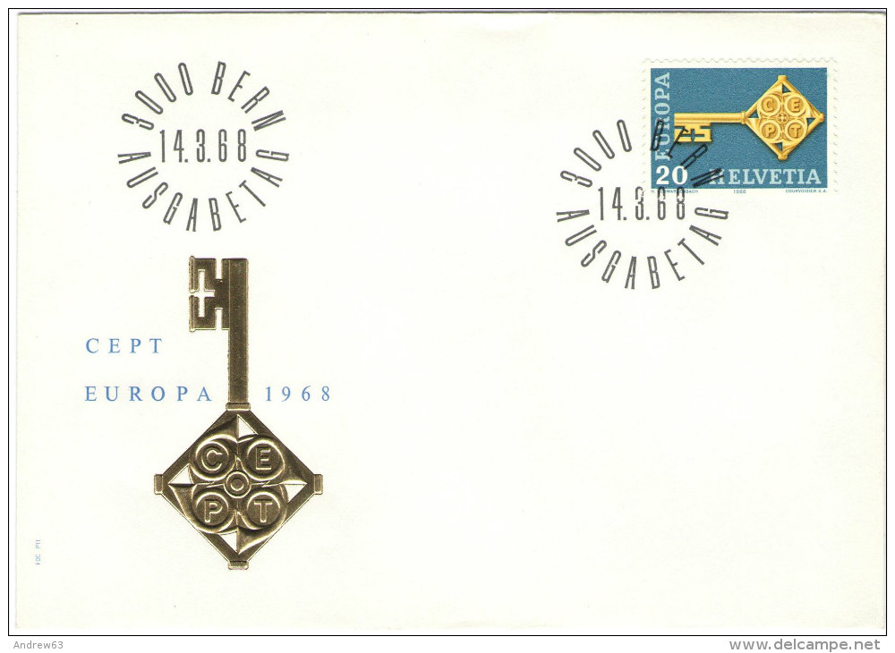 SVIZZERA - SUISSE - HELVETIA - 1968 - EUROPA CEPT - BERN - FDC - FDC