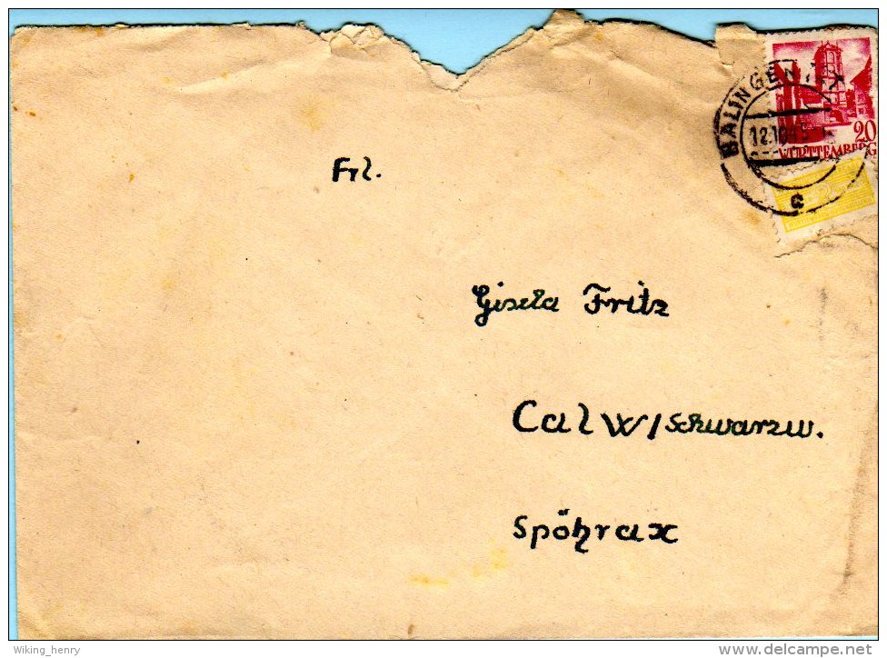 Balingen - Briefumschlag 1949 - Balingen