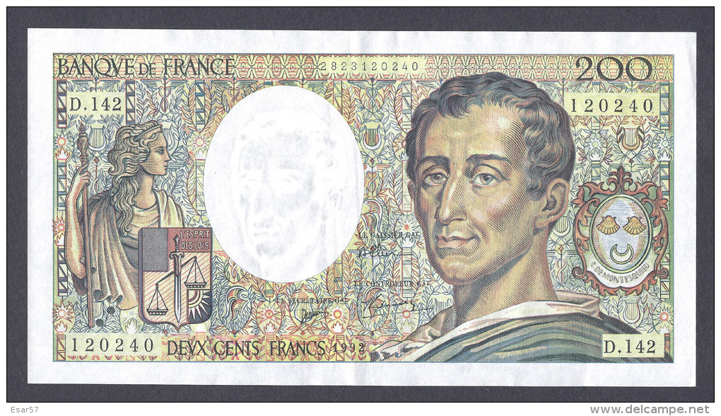 PROMO  200 FRANCS MONTESQUIEU 1992  D.142 SPL - 200 F 1981-1994 ''Montesquieu''