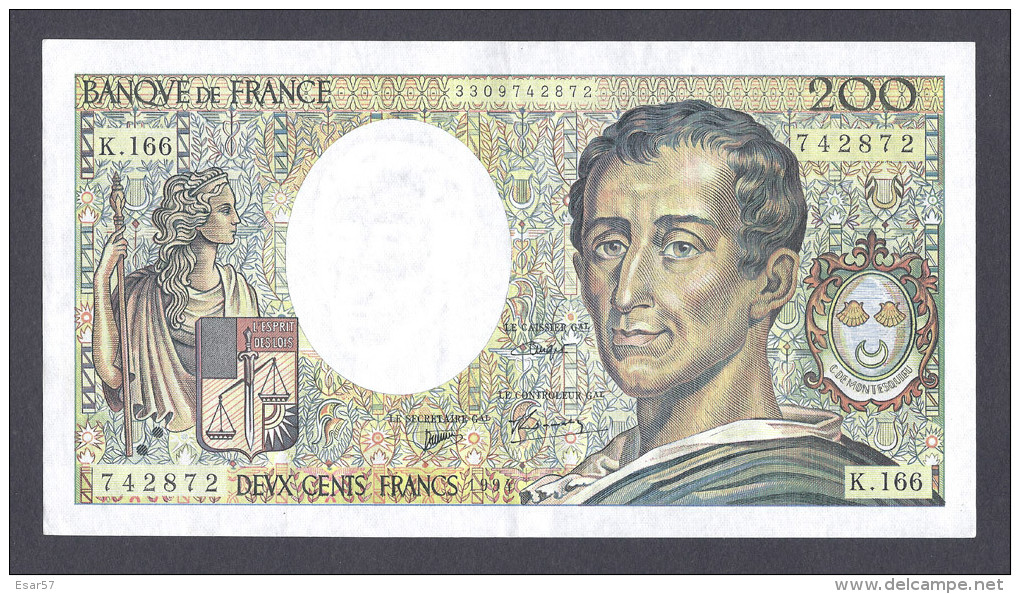 PROMO ASSEZ RARE  200 FRANCS MONTESQUIEU 1994 K.166 SPL - 200 F 1981-1994 ''Montesquieu''