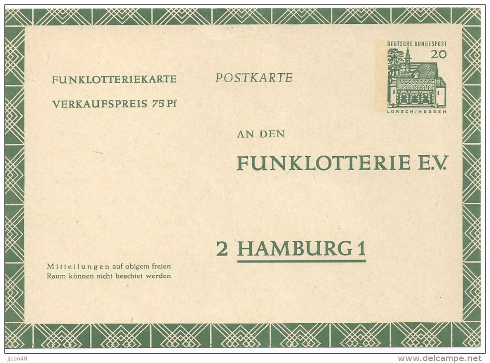 Germany (BDR) 1966  Funklotterie Postkarte (*)  Mi.FP 12 A - Cartes Postales - Neuves
