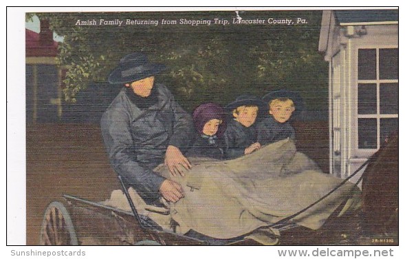 Pennsylvania Lancaster County Amish Family Coming Home From Shopping Trip Curteich - Lancaster