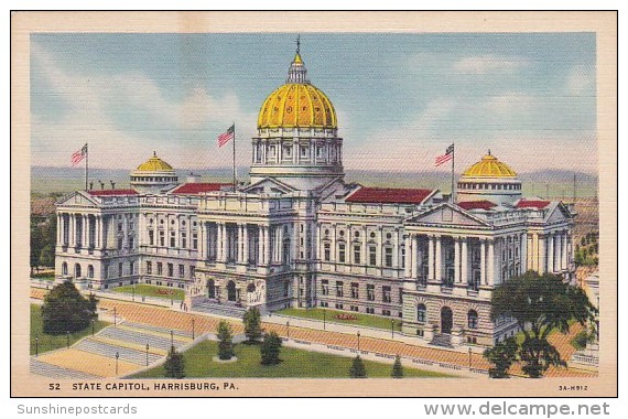 Pennsylvania Harrisburg State Capitol Building 1941 Curteich - Harrisburg