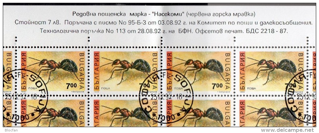 Mit Druck-Datum #113 Oben Waldameise 1992 Bulgarien 3998 Bogen O 100€ WWF Naturschutz Bloc Ms Fauna Sheetlet Bf BULGARIA - Errors, Freaks & Oddities (EFO)