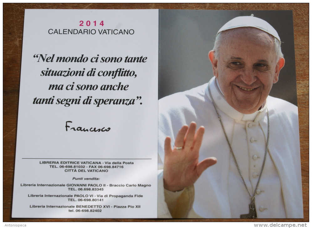 Calendario Vaticano 2014, Plastificato  Dedicato A Papa FRANCESCO - Formato Piccolo : 2001-...