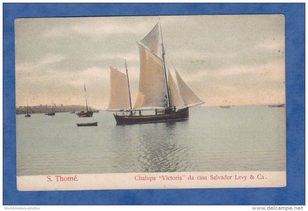 CPA - SAO THOMé - Chalupa " Victoria " Da Casa Salvador Levy - TOP RARE - Bateau Ship - Sao Tome And Principe