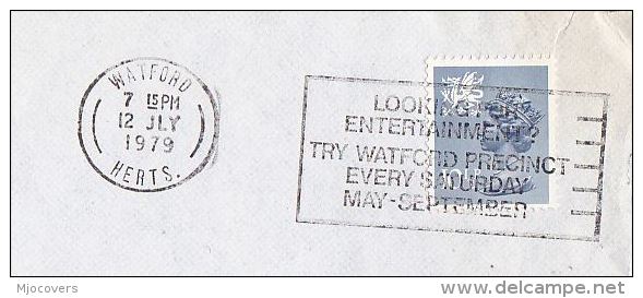 1979 Cover WATFORD PRECINCT ENTERTAINMENT EVERY SATURDAY Slogan Theatre Music Stamps Gb - Covers & Documents