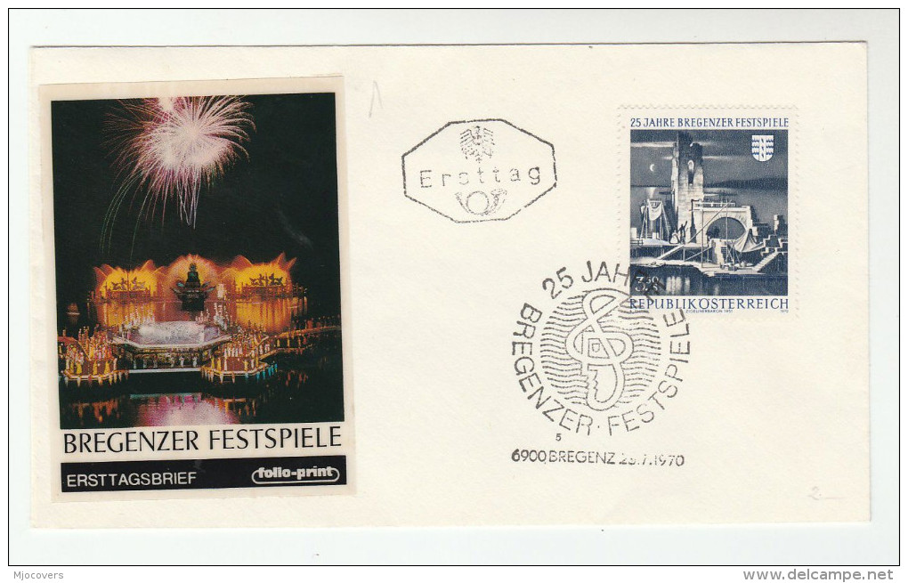 1970 Bregenz AUSTRIA Special PHOTO  FDC  BREGENZ FESTIVAL ,  MUSIC , THEATRE Stamps Cover - Music