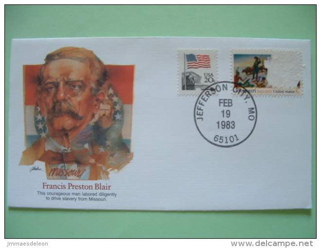 USA 1982 Commemorative Cover Proudest Americans - Francis Preston Blair - Slavery - Flag (one Stamp Damaged) - Cartas & Documentos