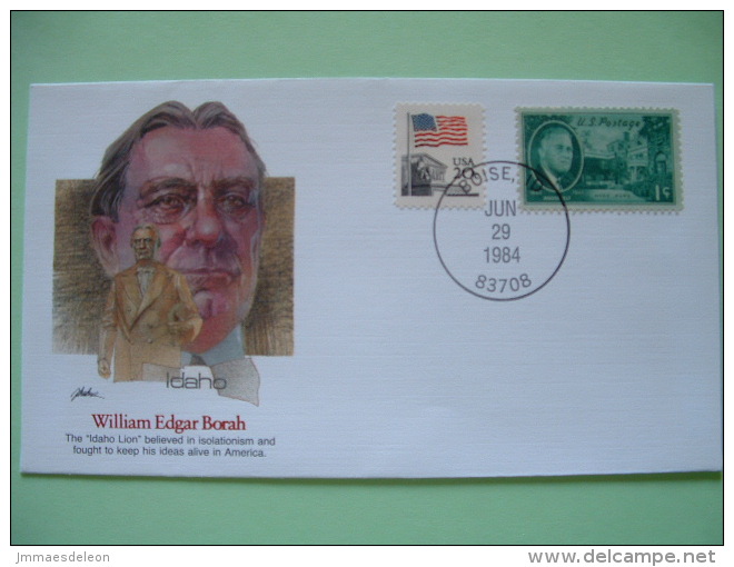 USA 1982 Commemorative Cover Proudest Americans - William Edgar Borah - Idaho - Flag Roosevelt - Storia Postale