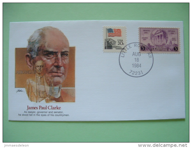 USA 1982 Commemorative Cover Proudest Americans - James Paul Clarke - Lawyer Senator - Flag - Arkansas - Lettres & Documents