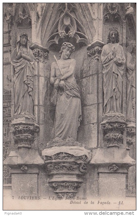 Cp , 27 , LOUVIERS , L'Église Notre-Dame , Détail De La Façade - Louviers