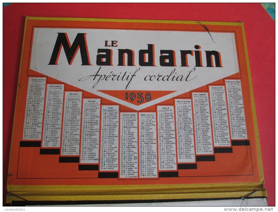 Calendrier Publicitaire/Sous-Main Calendrier/Le Mandarin /Apéritif Cordial/1937-1938        CAL213 - Autres & Non Classés