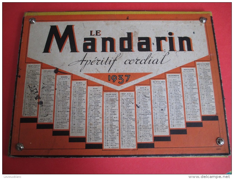 Calendrier Publicitaire/Sous-Main Calendrier/Le Mandarin /Apéritif Cordial/1937-1938        CAL213 - Autres & Non Classés