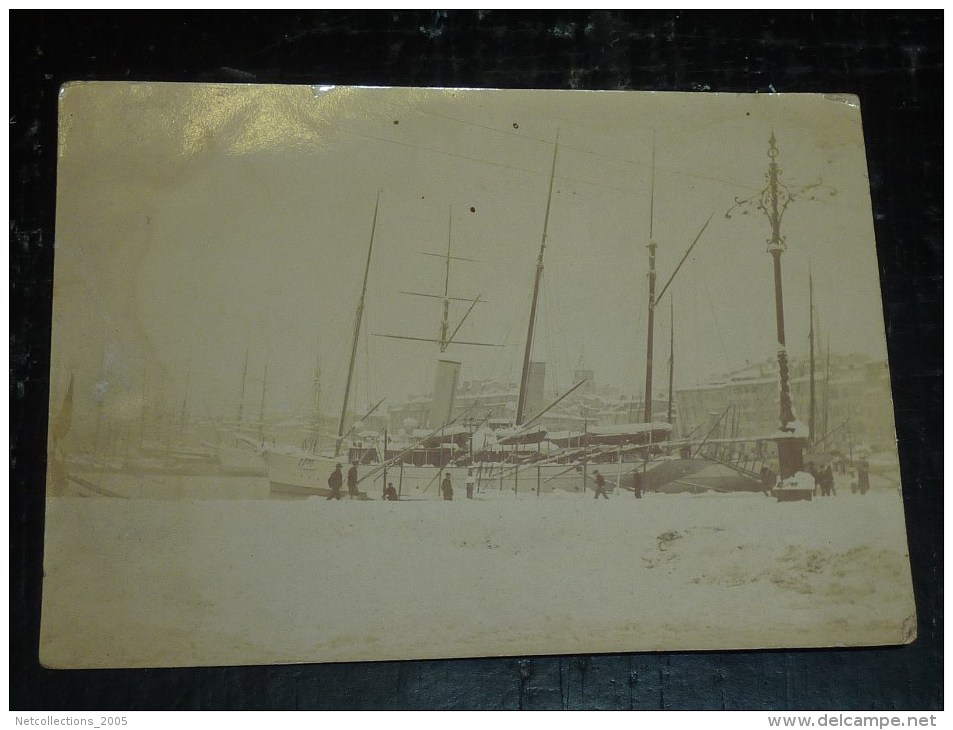 PHOTO: LOT DE 3 PHOTOS ANCIENNES DE MARSEILLE SOUS LA NEIGE VIEUX PORT... - PHOTOS AVANT 1900 - 13 BOUCHES DU RHONE - Lieux