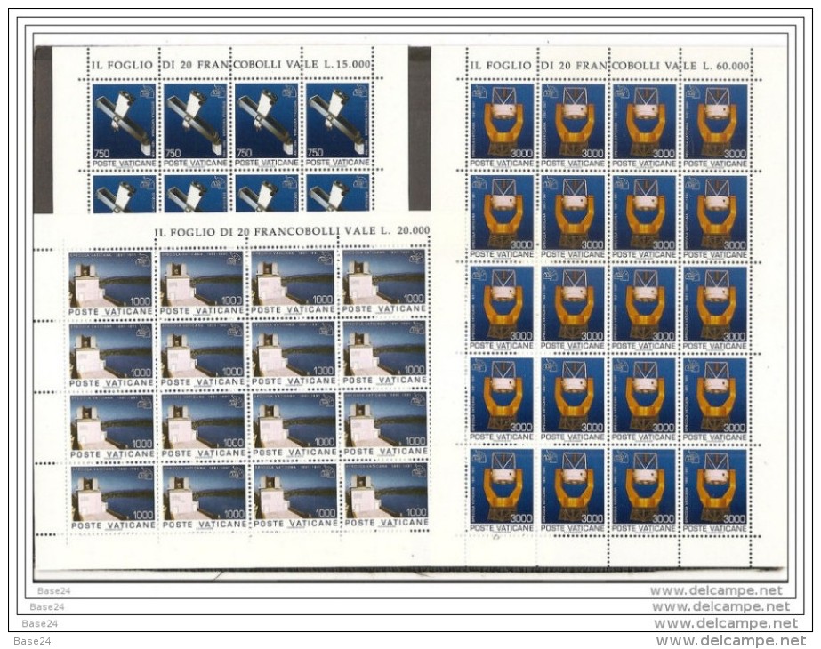 1991 Vaticano Vatican SPECOLA VATICANA 20 Serie Di 3v. In Foglio MNH** Sheet - Nuovi