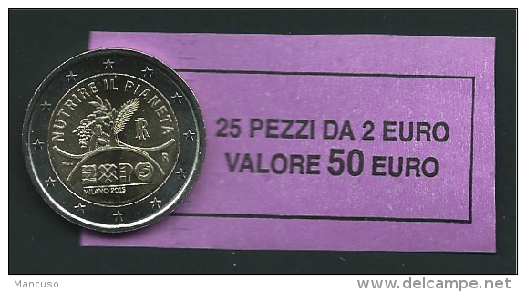 ITALIA 2015 - ROLL 2 EURO COMMEMORATIVO EXPO  ORIGINALE ZECCA - DATA VISIBILE - FDC - Rotolini