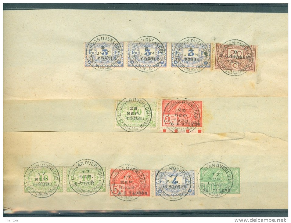 BELGIE - Fiscale Zegels Op Fragment (ref. 12) -  "LOUIS VAN OVERLOOP - ST-NICOLAS" - Timbres