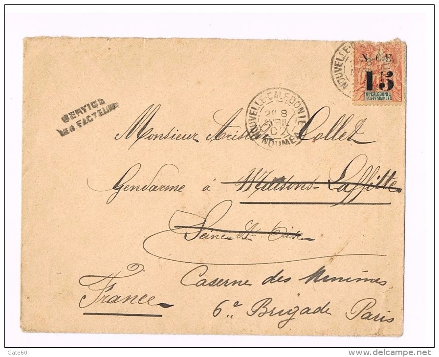 Enveloppe Simple   -   Nouvelle Caledonie  40 C   Timbre Avec Surcharge   Obliteration Nouméa 1902 - Covers & Documents