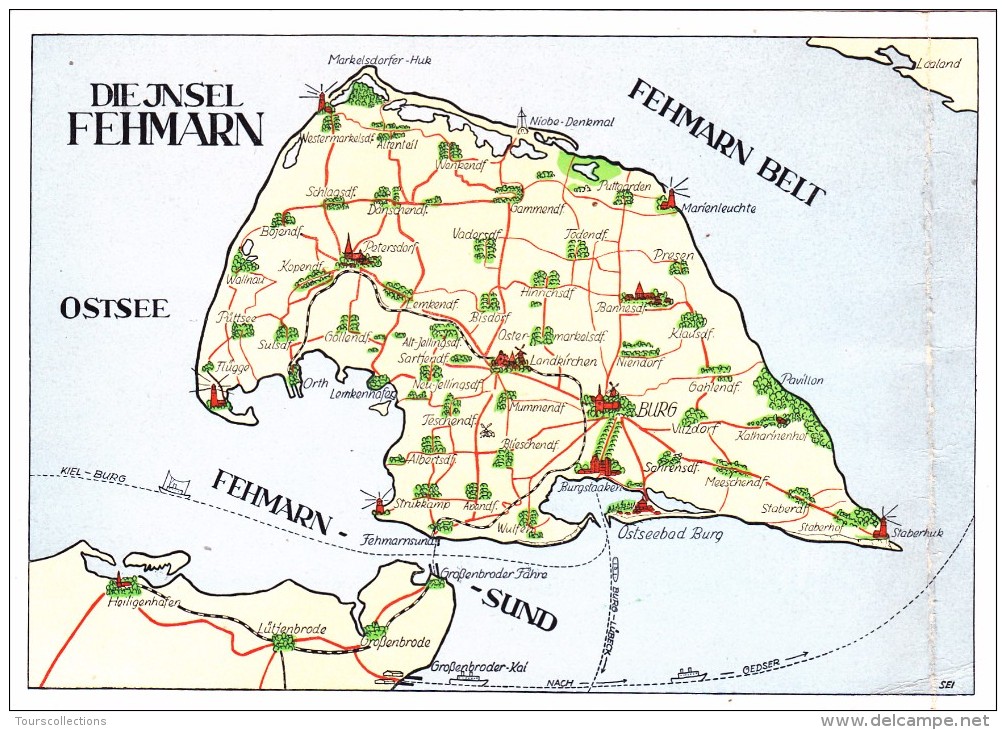 CPSM ALLEMAGNE @ BURG Of FEHMARN - Carte Géographique En 1954 - Plié à Droite - Burg