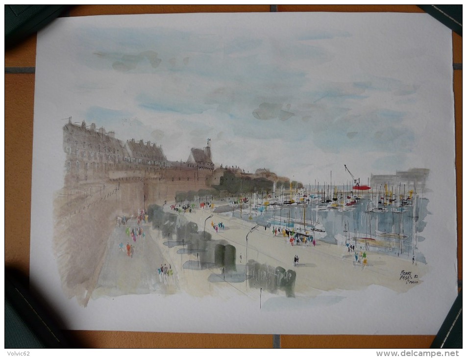 Image D´une Aquarelle De Pierre Pages  Port De Saint Malo 82 - Other & Unclassified