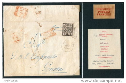 ITALY 1858 FRENCH MAIL STEAMER GENOA CIVITA VECCHIA - Papal States