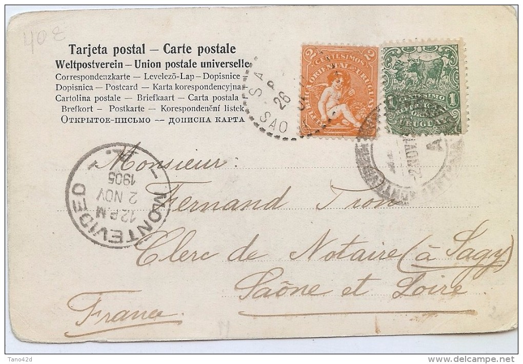 LMM13 - URUGUAY CPA "FORTALEZA DEL CERRO MONTEVIDEO" VOYAGEE OCTOBRE 1905 - Uruguay