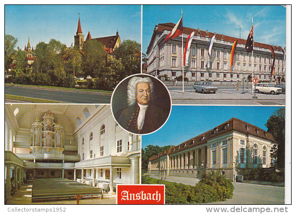 24586- ANSBACH- JOHANN CHURCH, CASTLE, , GUMBERTUS CHURCH, ORANGERIE, JOHANN SEBASTIAN BACH, CAR - Ansbach