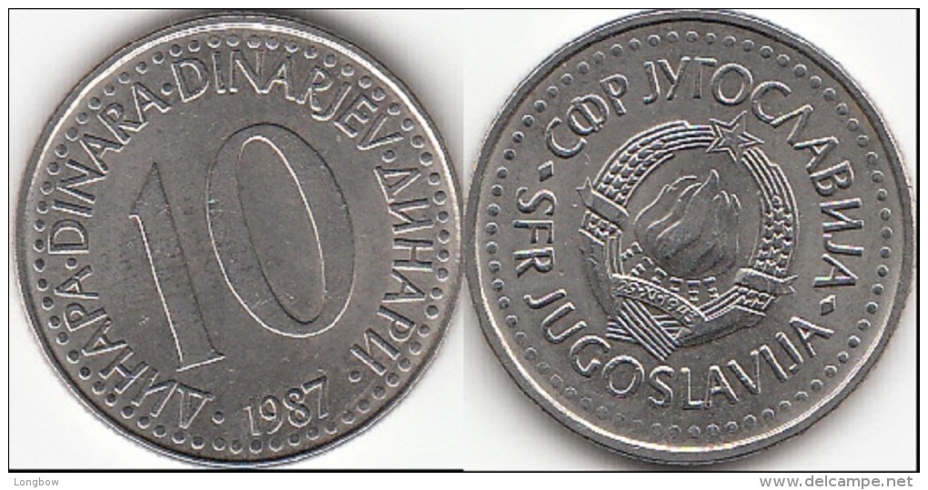 Yugoslavia 10 Dinari 1988 KM#89- Used - Jugoslavia