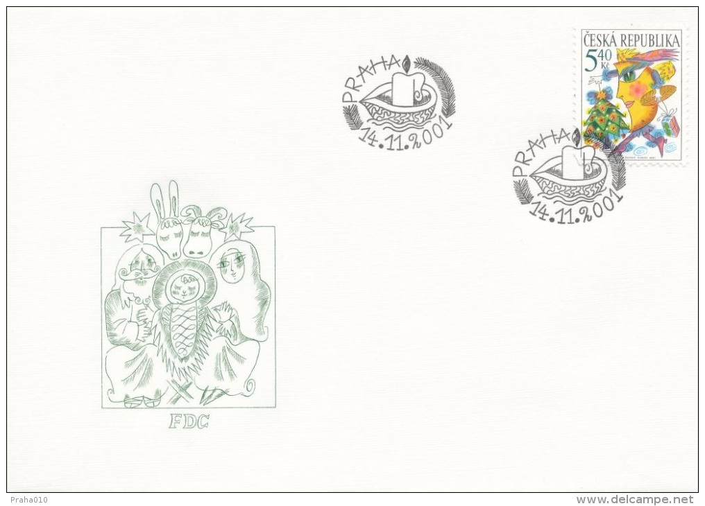 Czech Rep. / First Day Cover (2001/18) Praha: Christmas 2001 (painter: O. Cechova) - Andere & Zonder Classificatie