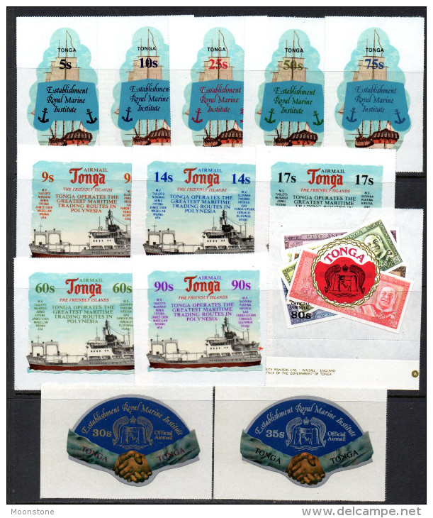 Tonga 1974 Royal Marine Institute Complete Set Of 13 Including Officials, MNH - Tonga (1970-...)