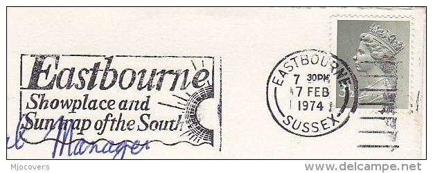 1974  COVER Slogan SUN TRAP SHOWPLACE OF THE SOUTH  Illus SUN  EASTBOURNE Climate Weather  Stamps Gb - Climate & Meteorology