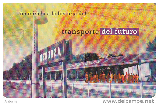 ARGENTINA(chip) - Transporte/Vista De Andenes De La Estacion Mendoza, Telefonica Telecard(F 107), Chip GEM1, 03/98, Used - Argentinien